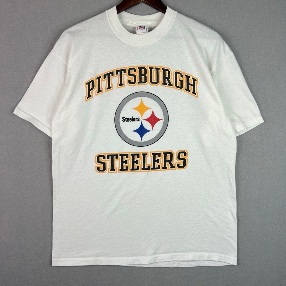 2000s Pittsburgh Steelers NFL Football White Tee Shirt